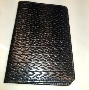 Black woven leather passport case